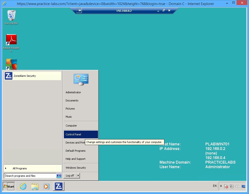 Practice Labs screenshot.